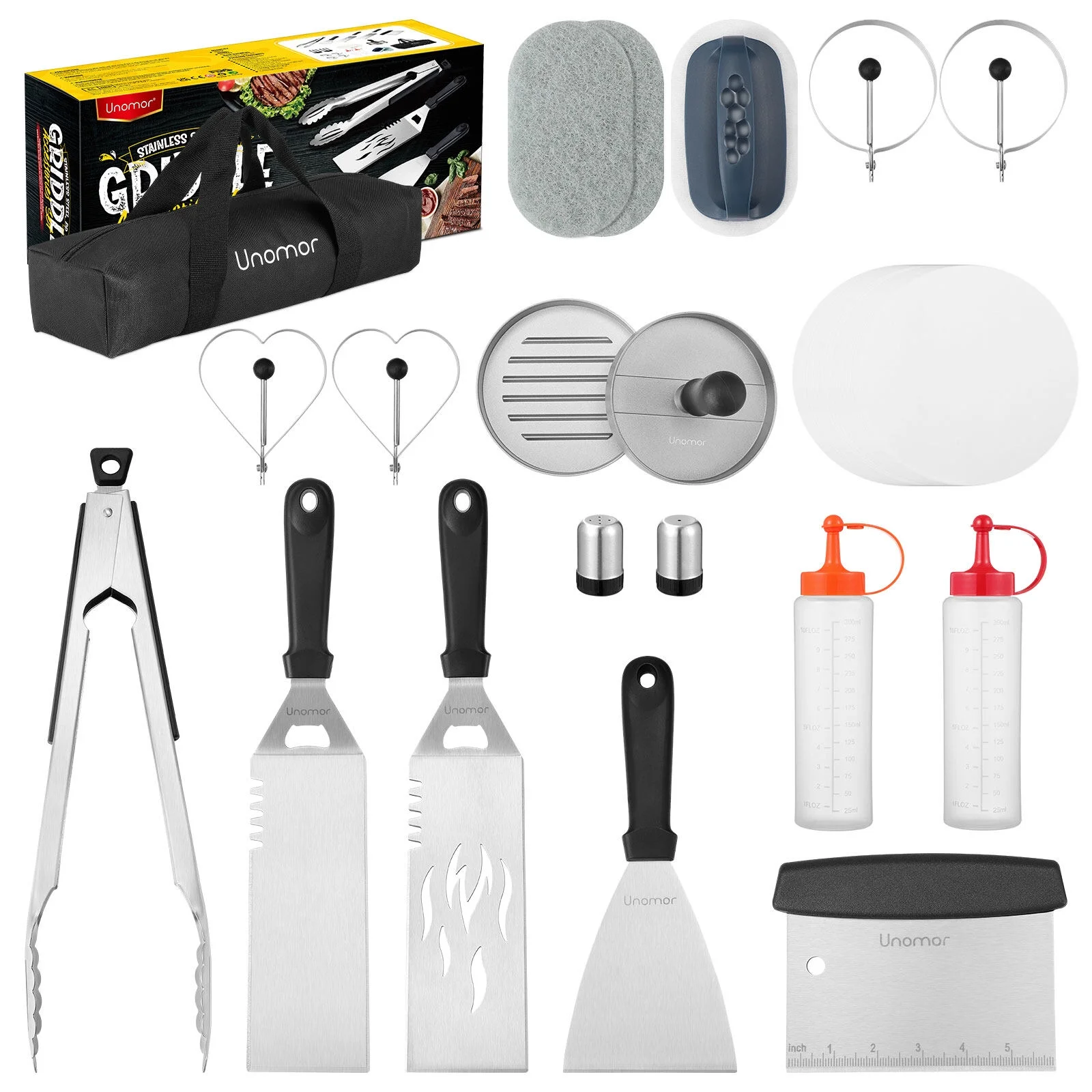 Frcolor Accessories Griddle Grill Tools Set Bbq Kit Flat Outdoor Steel Stainless Spatula  Bag Teppanyaki Barbecue