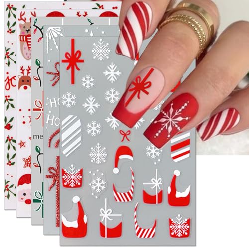 30 Sheets 8 Holiday Nail Art Stickers, Variety Pack All Season Nail Decals for All Year, Self-Adhesive Pegatinas Uñas 4th of July Halloween Fall Christmas Valentine St. Patrick's