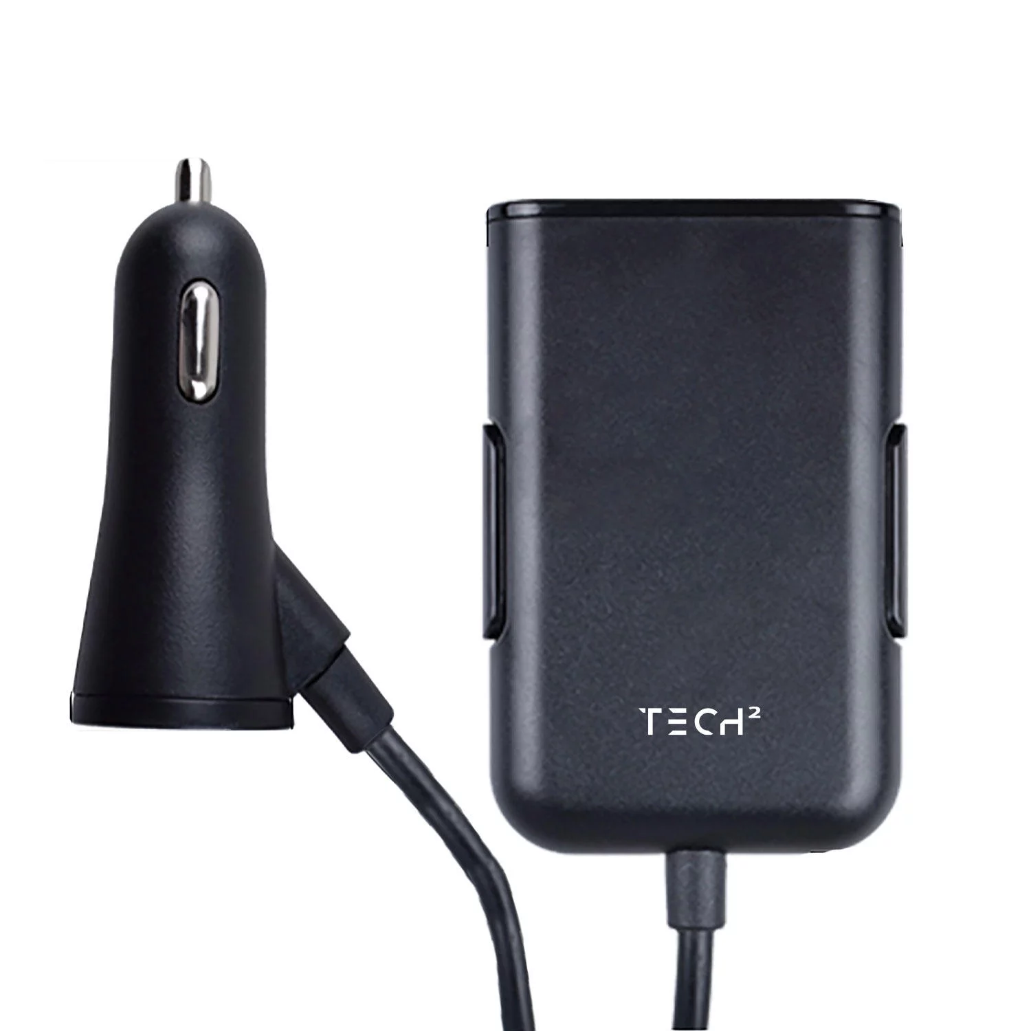 Tech Squared Backseat Car Charger, 4 USB Ports & Qualcomm QuickCharge (2 Pack)