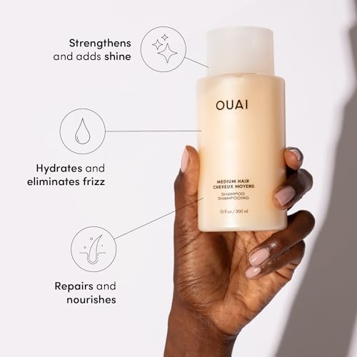 OUAI Fine Shampoo and Conditioner Set - Sulfate Free Shampoo and Conditioner for Fine Hair - Made with Keratin, Marshmallow Root, Shea Butter & Avocado Oil - Free of Parabens & Phthalates (10 Fl Oz)