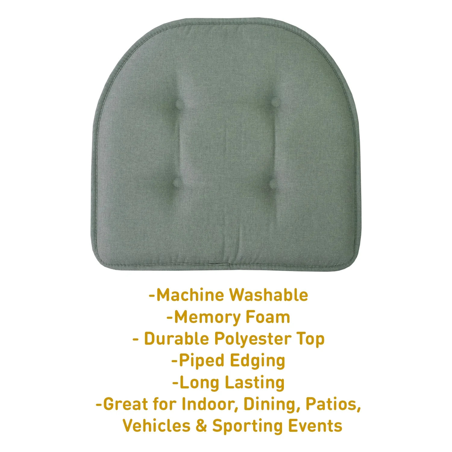 U-Shaped Memory Foam No Slip Back 17 x 16 Chair Pad Cushion 6 Pack