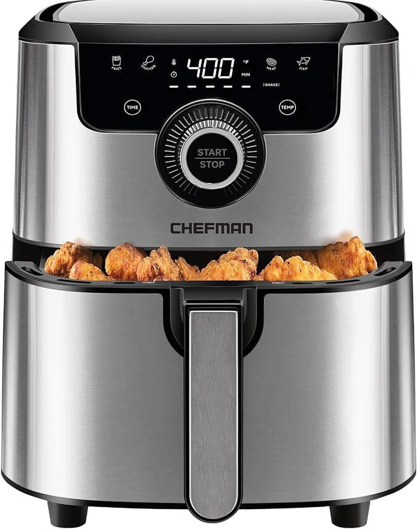 Open Box CHEFMAN Air Fryer 4.5 Qt User Friendly Dual Control Temperature - SILVER