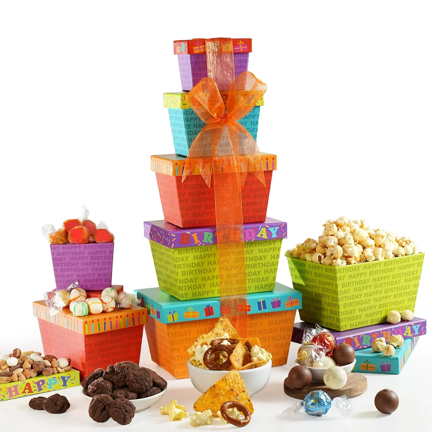 Broadway Basketeers Happy Birthday Celebration Gift Tower