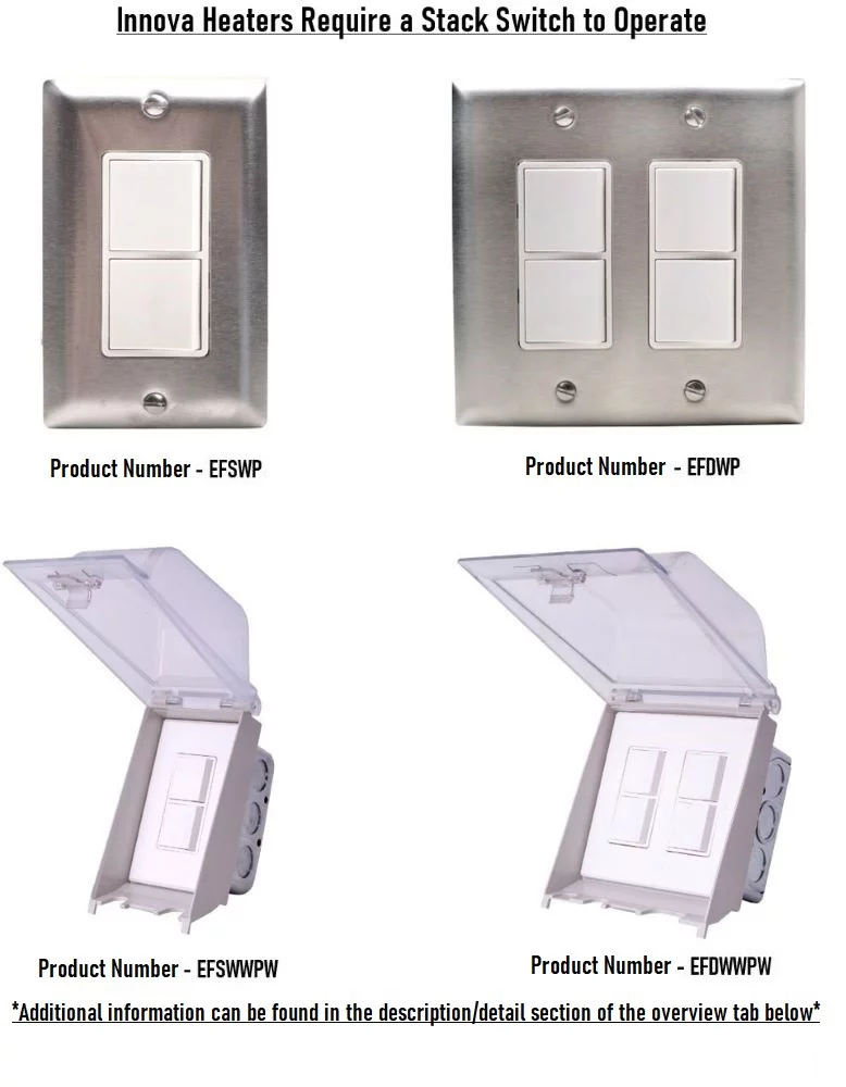 Innova-6000 Watt Electric Infrared Dual Element Heater-208 Voltage-Black Finish-Mason Decorative Fascia-Outdoor Wall Mount Electric Heater-EF60208B3