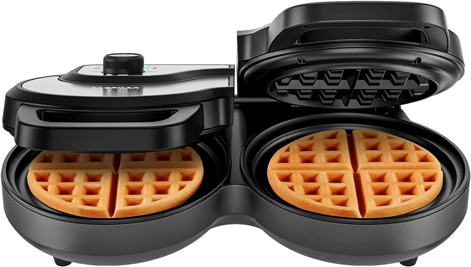 Chefman Double Waffle Maker w/ 7 Shade Temp Control, Non Stick - Stainless Steel, New