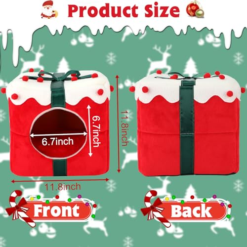 YUEPET Christmas Rabbit Bed Warm Bunny Hideout House, Cozy Washable Small Animal Hideout for Rabbit Bunny Guinea Pig Ferret Chinchilla 11.8