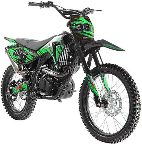 HHH Apollo AGB36 Motorcycle DB36 Dirtbike 250cc Dirtbike with 5 Speed Manual Clutch Gas Bike for Adult and Youth 21/18 inch Tires (Green Color)