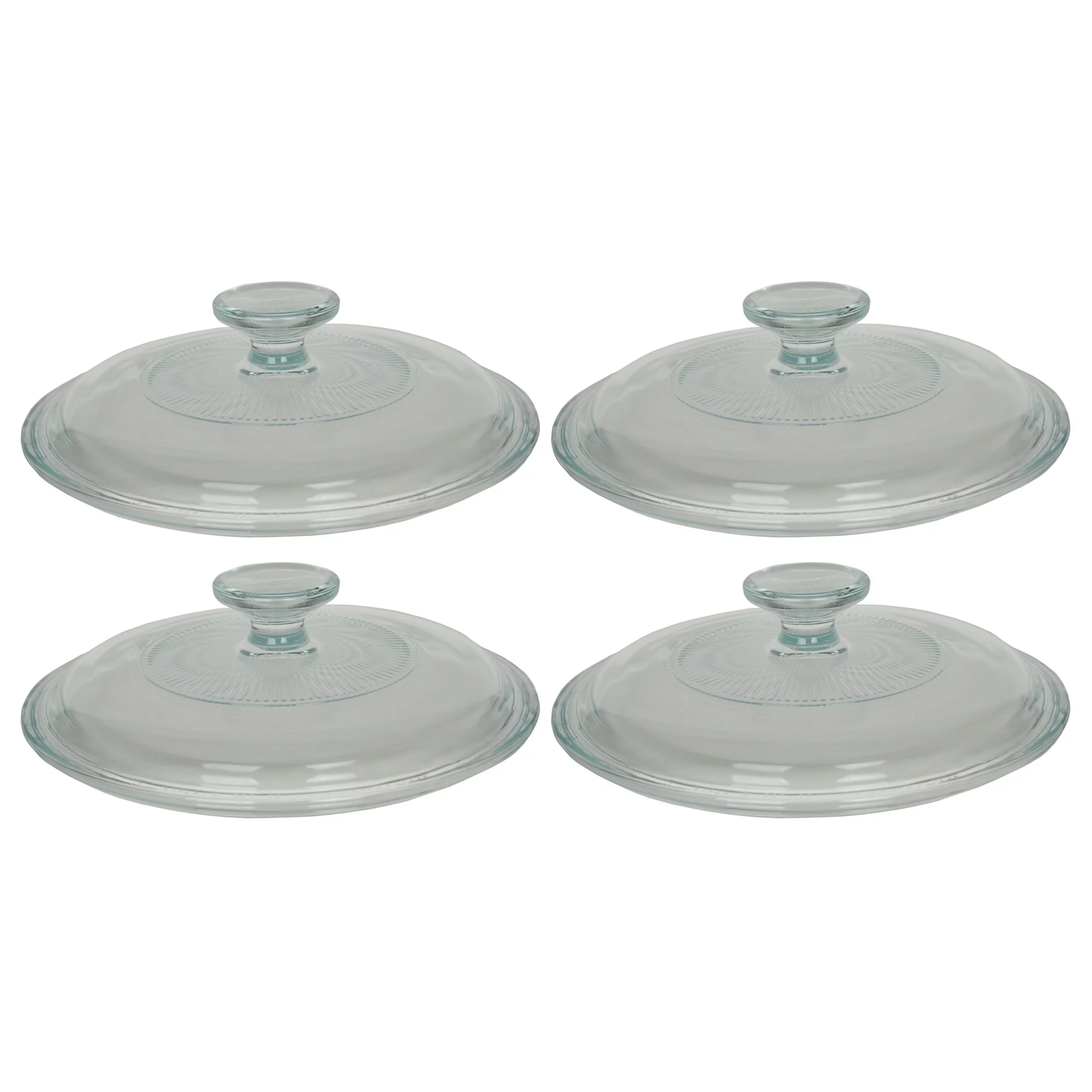 Corningware G-5C 1.5 qt - 2.5 qt Fluted Round Clear Glass Lid Cover (4-Pack)