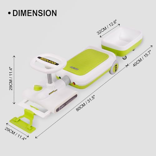 12V Electric Ride-On Car for Kids with Cleaning Fun | Go Kart | 3 in 1 Kids Electric Vehicle | Detachable Cleaner & LED Lights,Safe Toy for Ages 3-8, Indoor/Outdoor Use Safe & Educational Gift (Green)