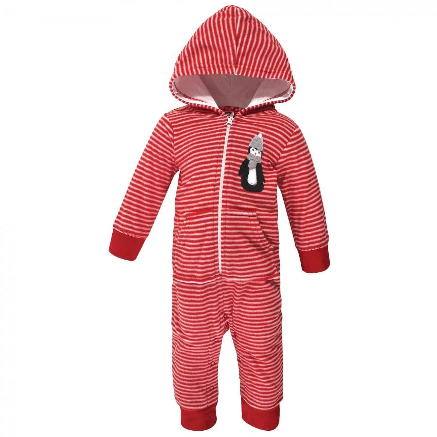 Hudson Baby Infant Fleece Jumpsuits, Coveralls, and Playsuits 2pk, Red Penguin, 0-3 Months