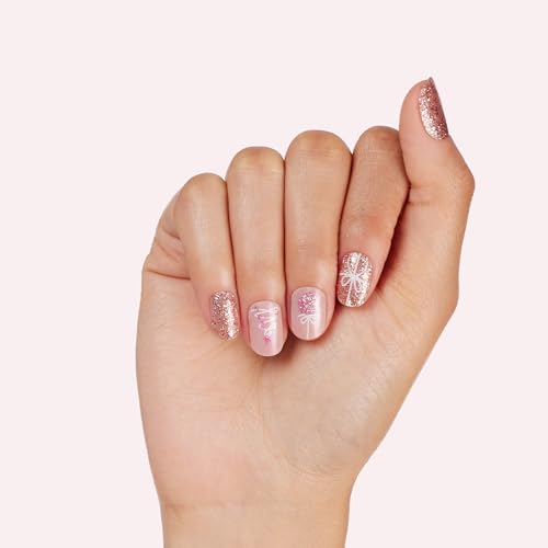 Dashing Diva Gloss Nail Strips - Santa Baby | UV Free, Chip Resistant, Long Lasting Gel Nail Stickers | Contains 32 Nail Wraps, 1 Prep Pad, 1 Nail File