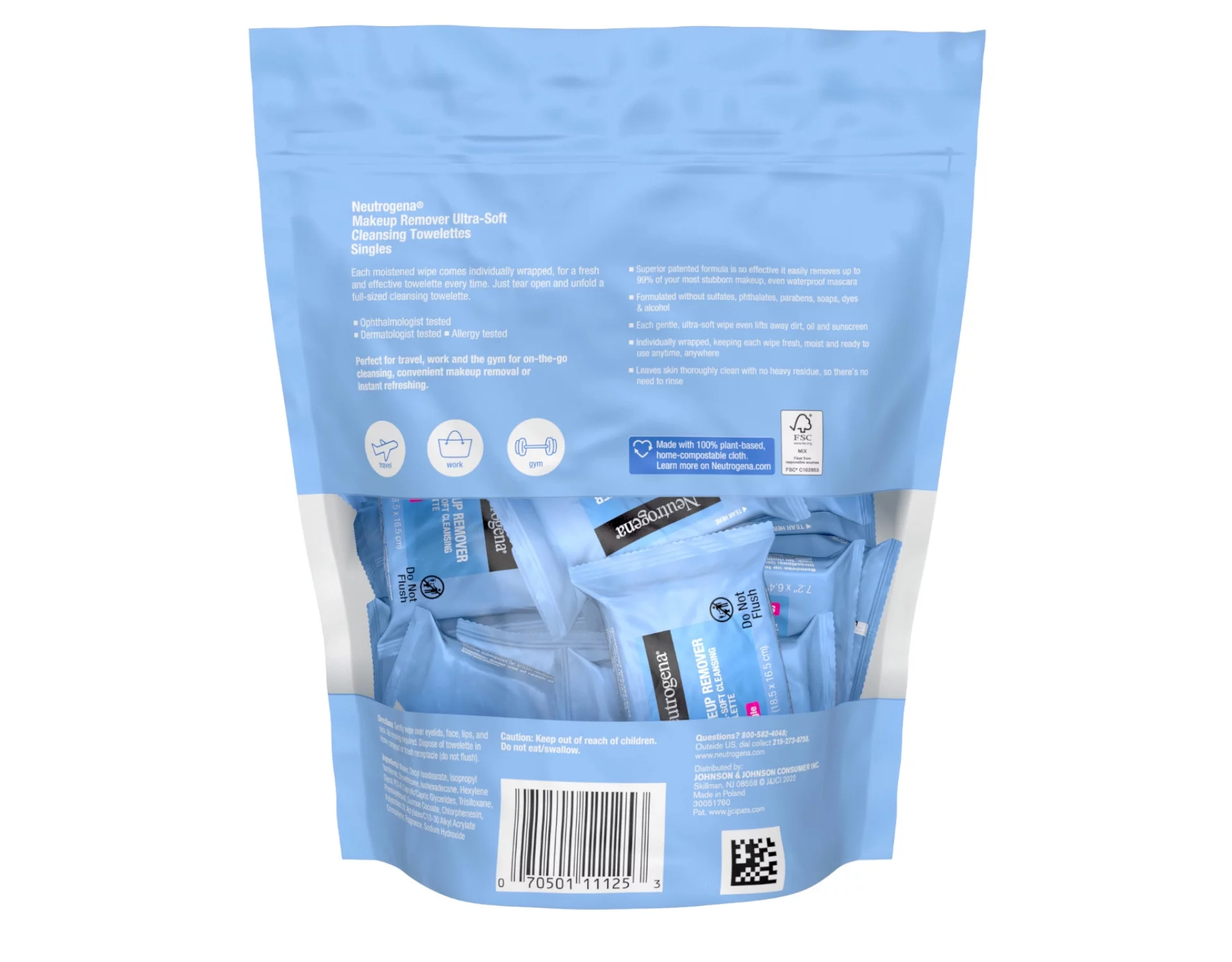 5 Pack Neutrogena Cleansing Facial Wipes, Individually Wrapped, 1 Bag of 20 Each