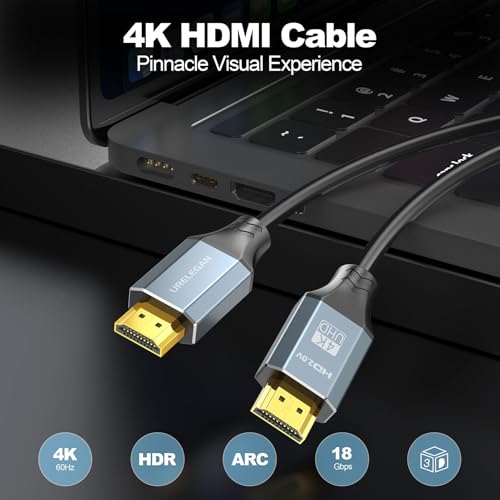 6FT HDMI Cable 4 Pack, High Speed 4K HDMI 2.0 Cord Shielded Pack 6 FT with HDR, Ethernet/ARC, 3D, HDCP 2.2-Compatible with PC, Monitor, Roku/LG TV, PS4/PS5, Xbox, Switch, Soundbar,Protable Monitor