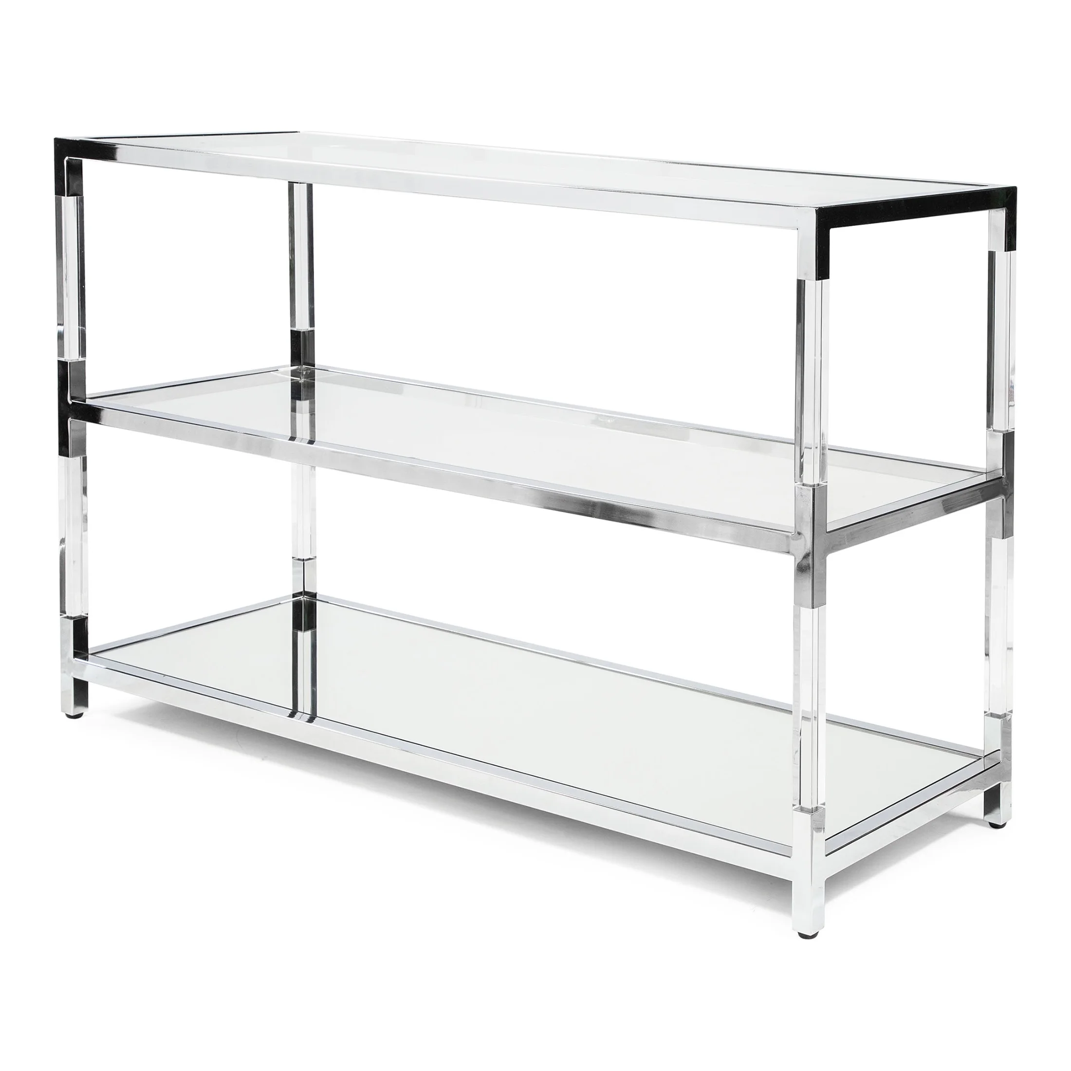 Furniture of America Ajani Glass Top Console Table, Chrome