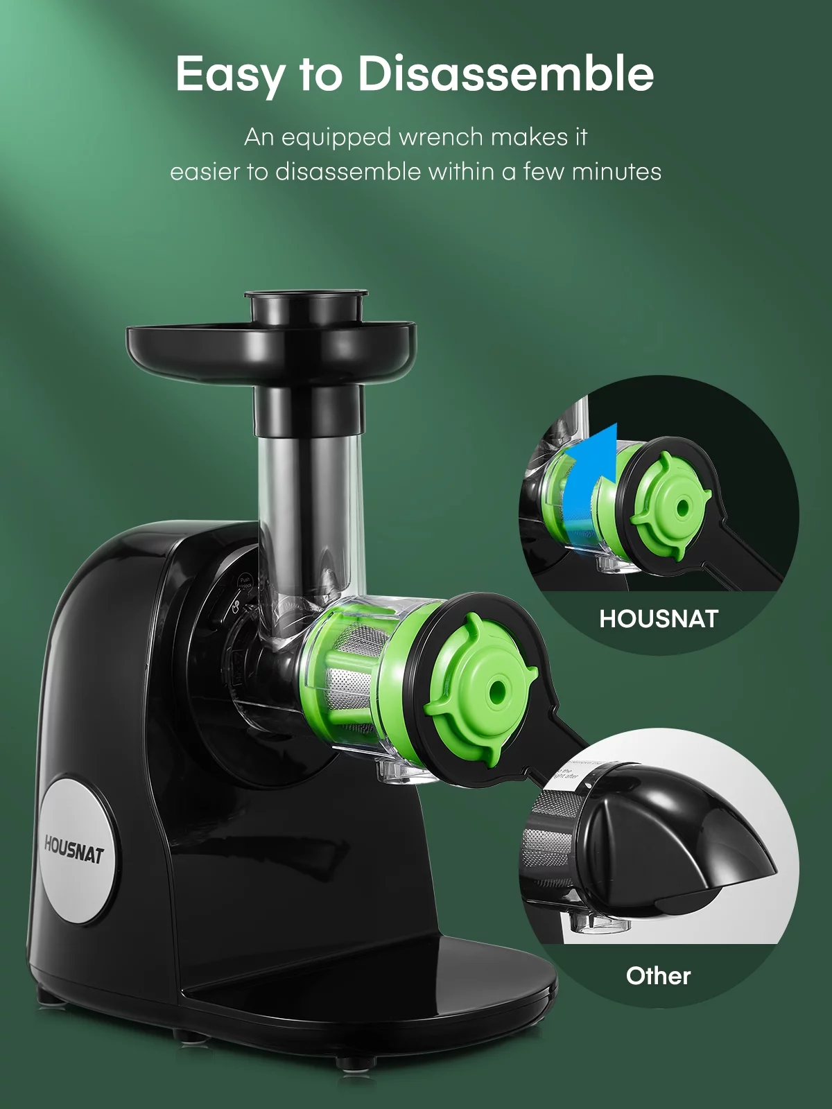 HOUSNAT Slow Masticating Juicer Extractor Machine Easy to Clean, AMR521