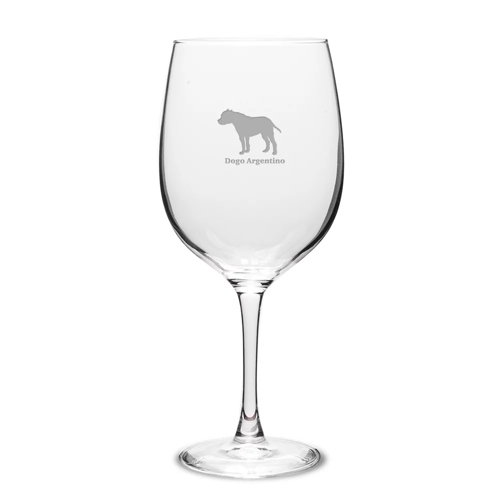 Dogo Argentino Deep Etched 19 oz Classic Red Wine Glass