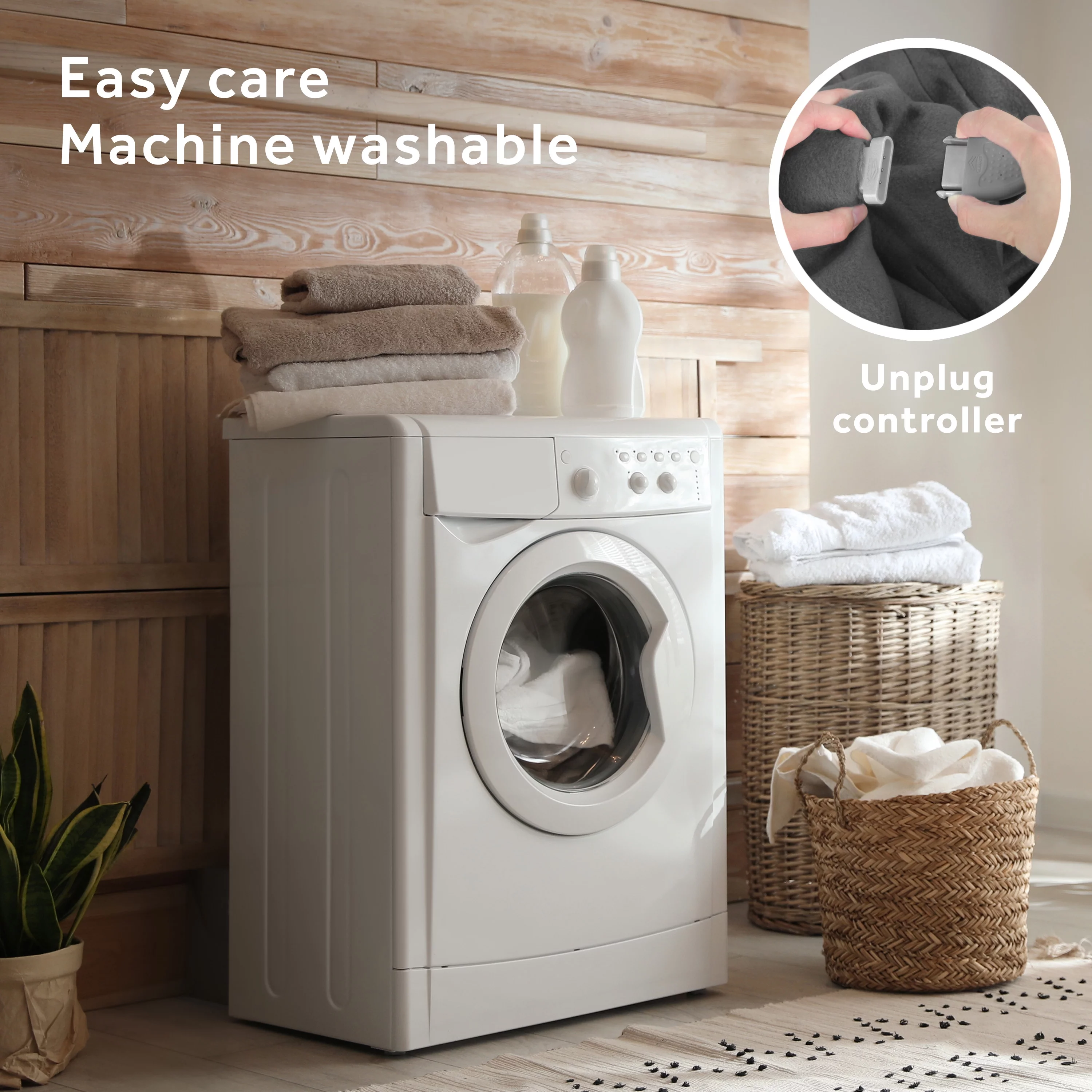 Sunbeam Loftec Wi-Fi Connected Electric Heated Blanket, Slate Gray, Queen