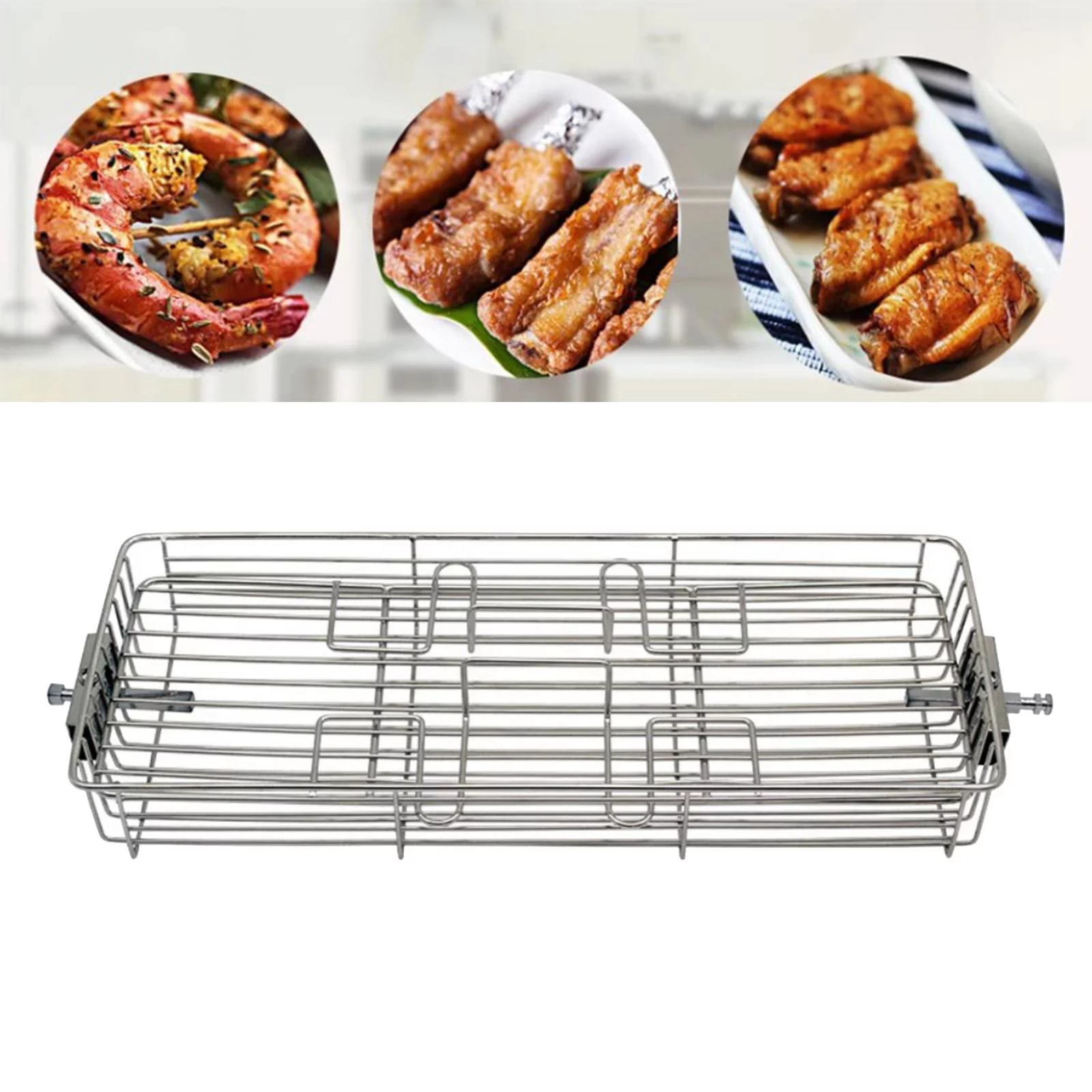 Grilling Basket Air Frying Rotary Oven Cage Rack Meat Vegetable Steak Large for 30-40L Oven