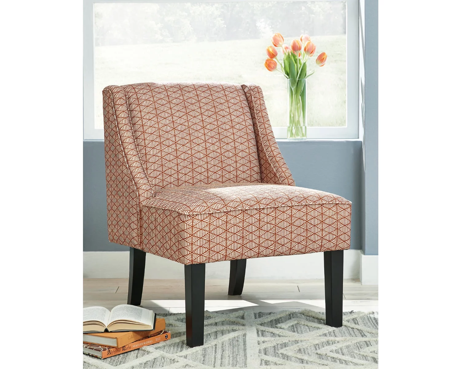 Signature Design by Ashley Contemporary Janesley Accent Chair  Orange/Cream