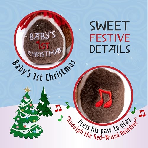 KIDS PREFERRED Santa Claus Rudolph The Red-Nosed Reindeer Musical Stuffed Animal, Baby's First Christmas Plush, 8 Inches