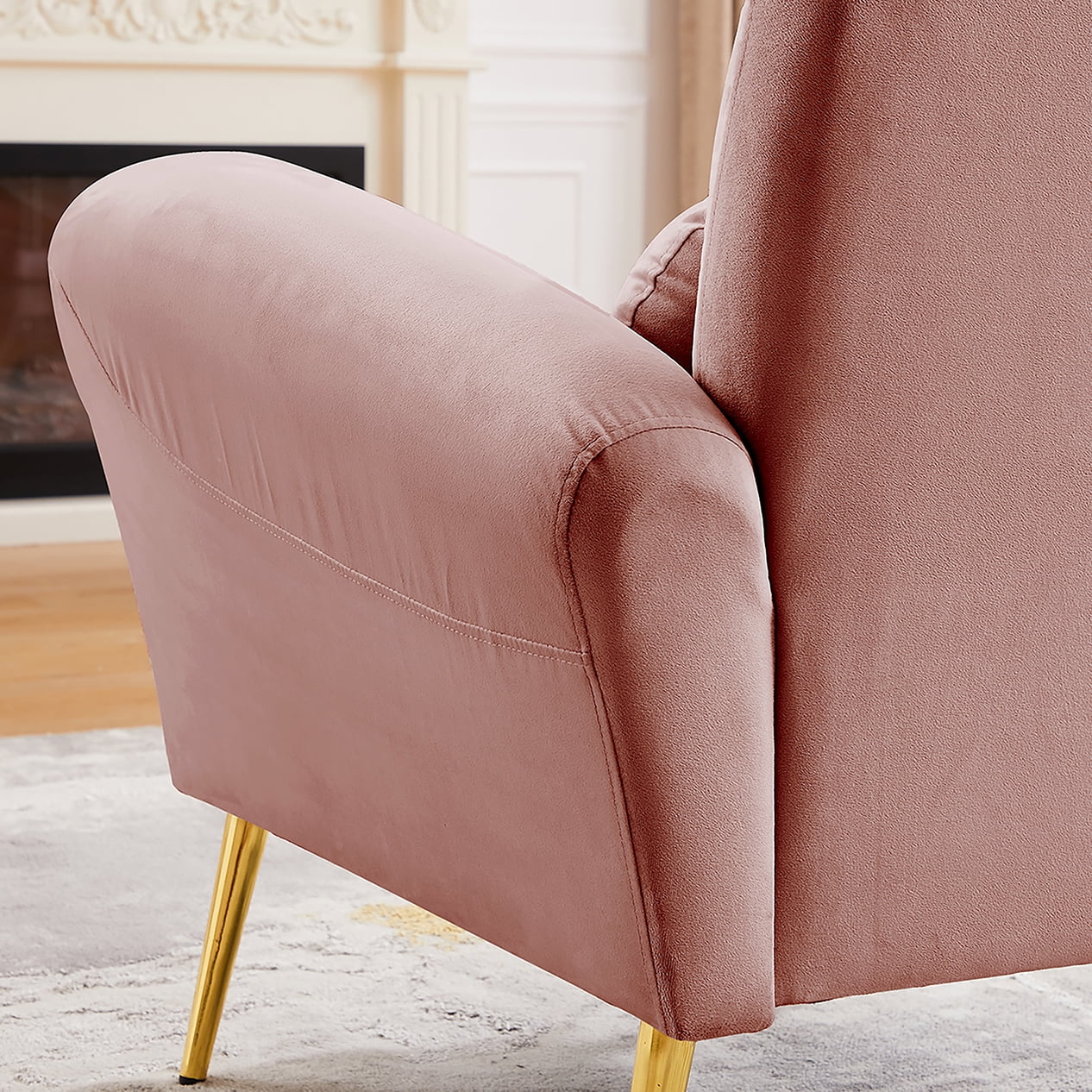 Jayseem Modern Wooden Leg Armless Living Room Chair, Stylish and Comfortable Upholstered Seat for Contemporary Minimalist Interior Design Pair of sofas Blue