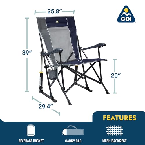 GCI OUTDOOR Roadtrip Rocker Collapsible Rocking Chair & Outdoor Camping Chair - Mercury