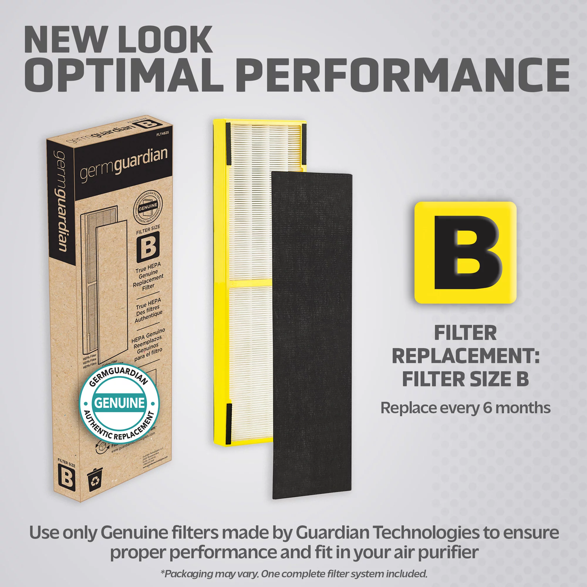 GermGuardian Filter B True HEPA Pure Genuine Replacement Filter for Air Purifiers, 2 Pack, FLT48252PK