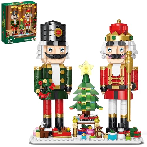 Christmas Nutcracker Building Set with Light - 2 Soldiers, Light-Up Christmas Tree, Wreath, Snowman, Sleigh & Train - Compatible with Lego, Xmas Gifts for Kids Adults (797PCS)