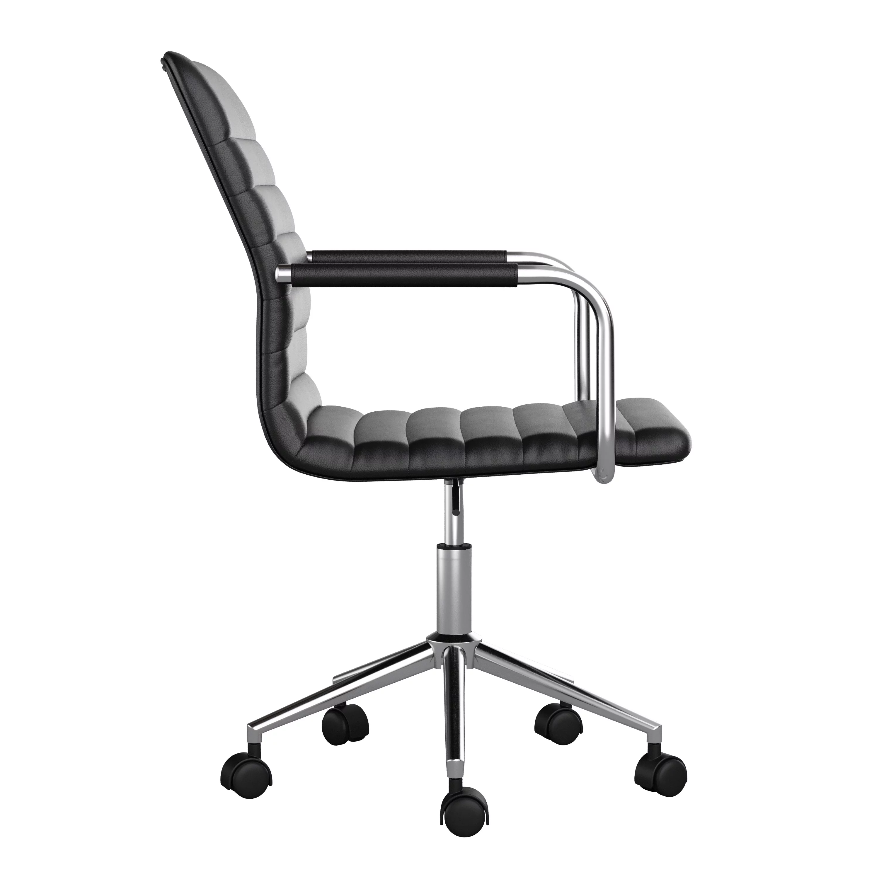 Martha Stewart Taytum Upholstered Office Chair in Black/Polished Nickel
