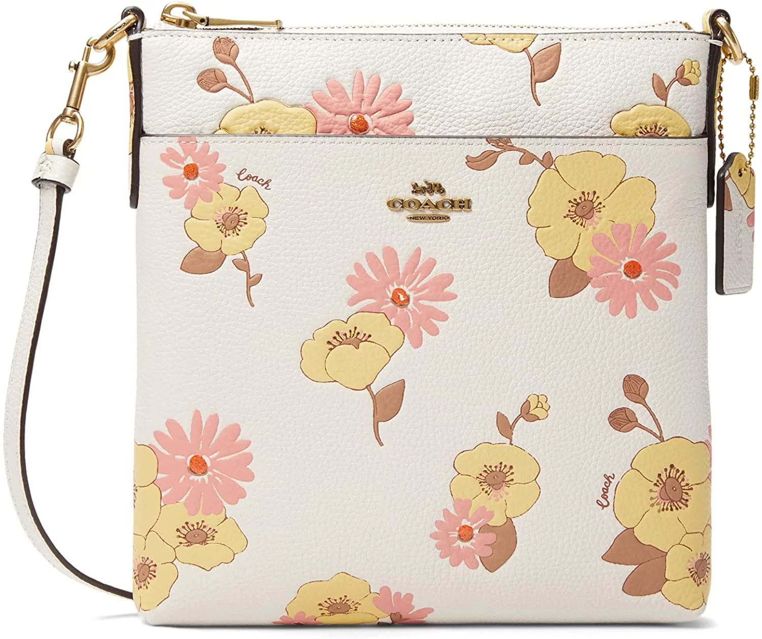 COACH Floral Printed Leather Kitt Chalk Multi One Size