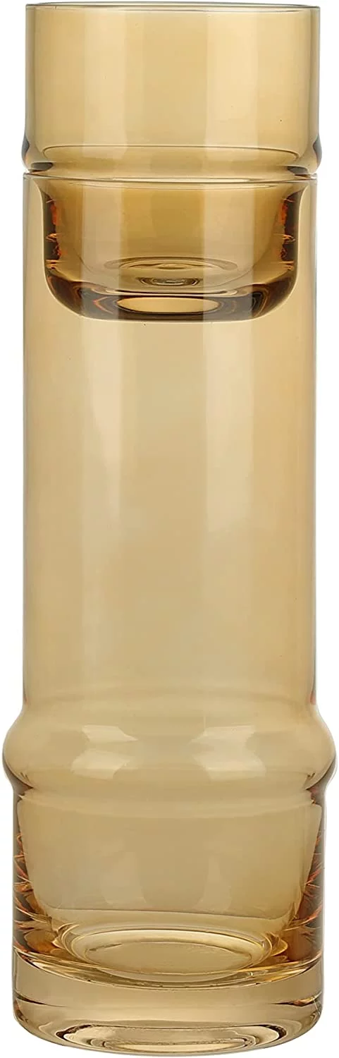 Elle decor Bedside Water Carafe with Tumbler 33-Ounce Pitcher and Matching Drinking Glass, Amber