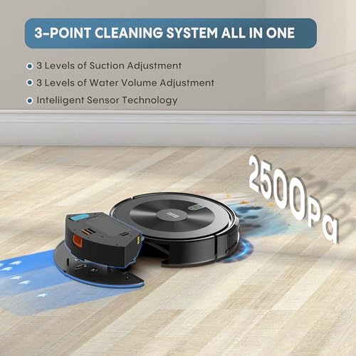 Robot Vacuum and Mop Combo: Robotic Vacuums 120 Mins Runtime & Alexa/APP Remote Control & Schedule Cleaning & Self-Charging, Slim Robot Vacuum Cleaner for Home Hard Floor, Low-Pile Carpet, Pet Hair