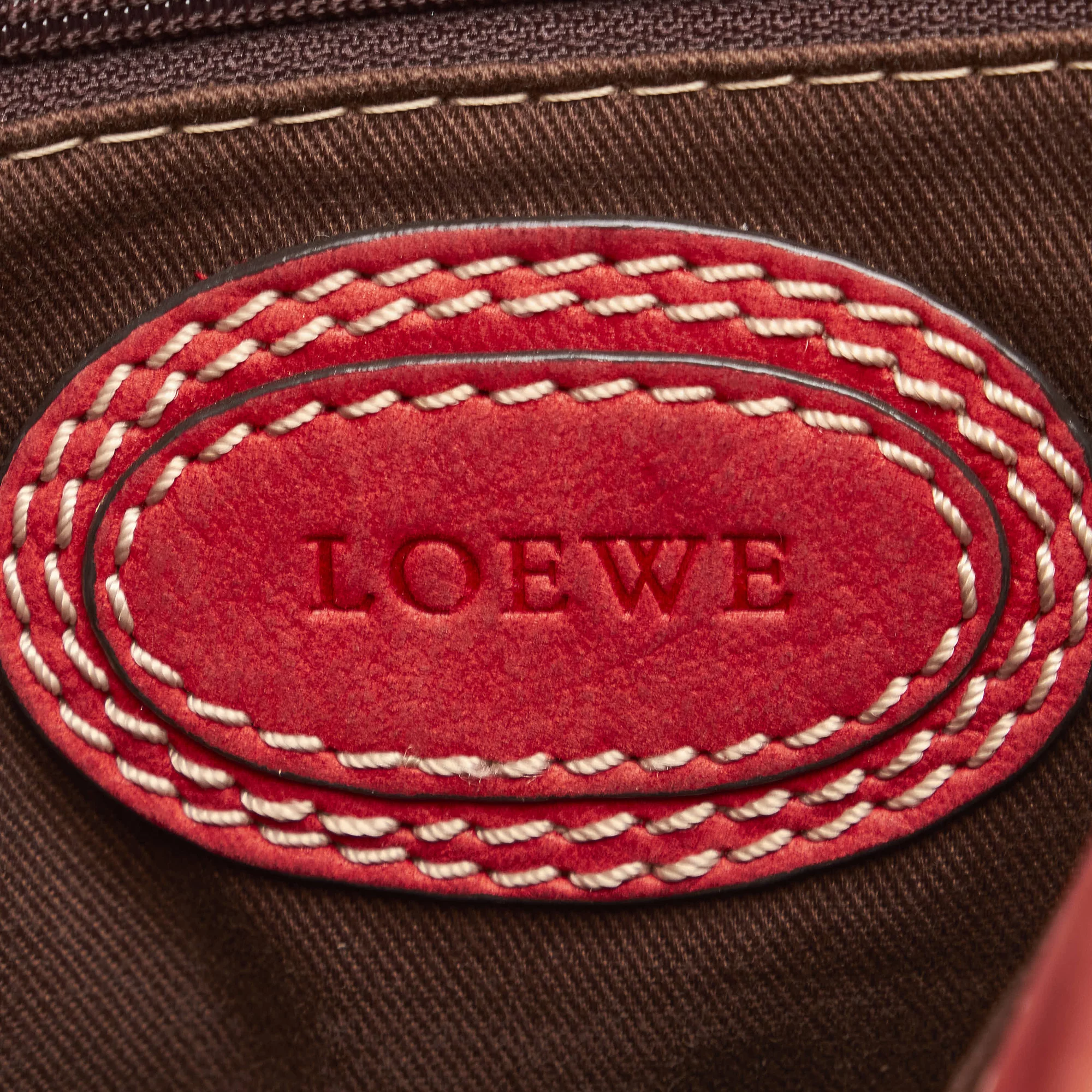 Pre-Owned Authenticated Loewe Anagram Shoulder Bag Calf Leather Red Women (Good)