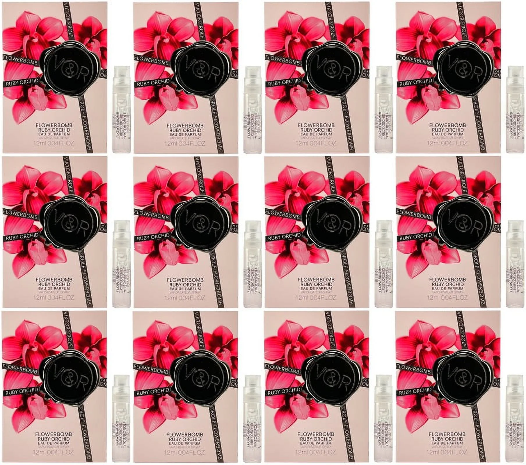 Flowerbomb Ruby Orchid by Viktor & Rolf for Women 0.04 oz Eau de Parfum Spray Vial - PACK OF 12