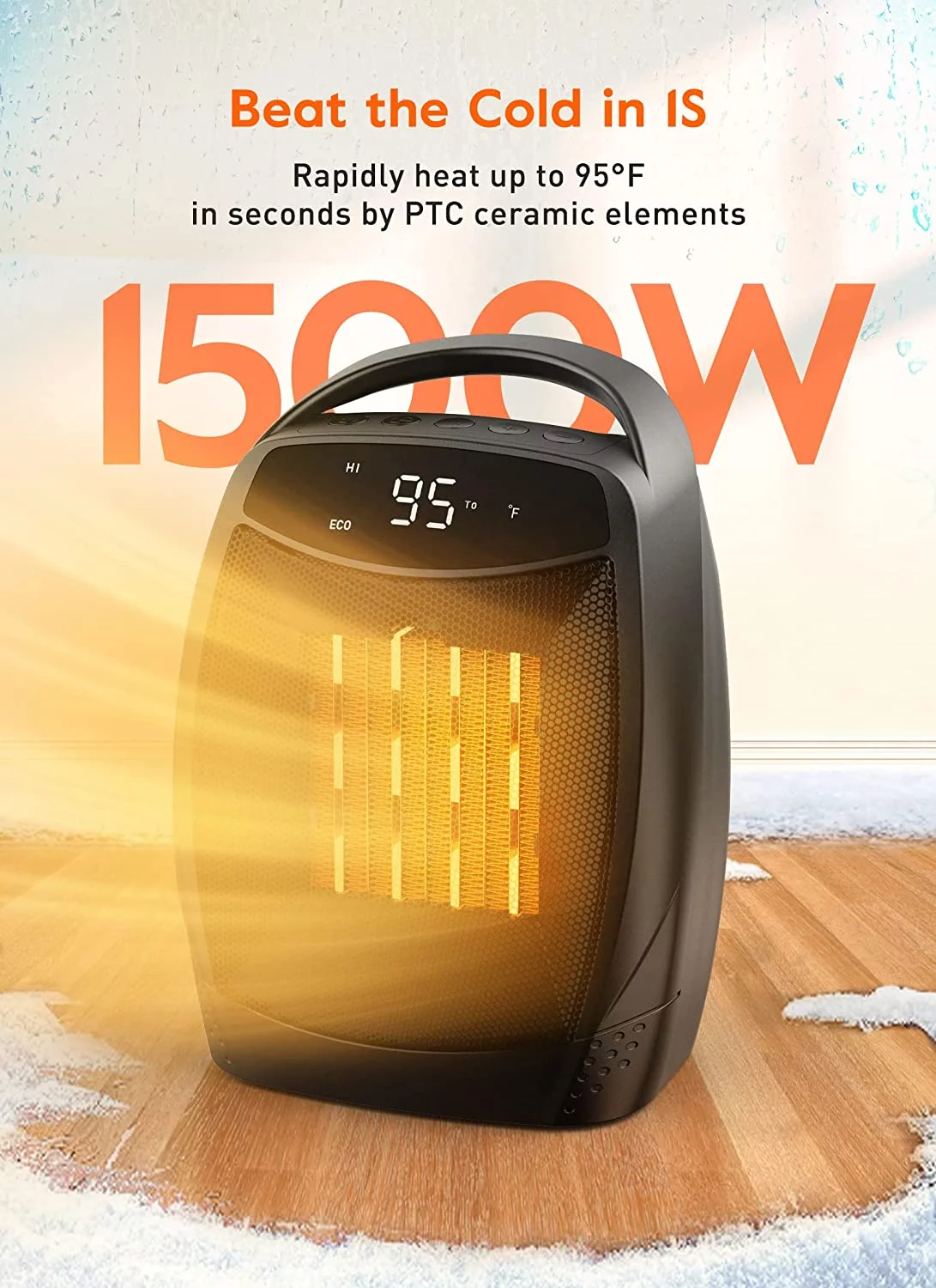 Portable Space Heater, 1500W Personal Electric Heater with Timer, 4 Modes Quiet Heater, Overheating & Tip-Over Protection 1s Fast Heating Small Heater for Indoor Use, Office, Bedroom, Black