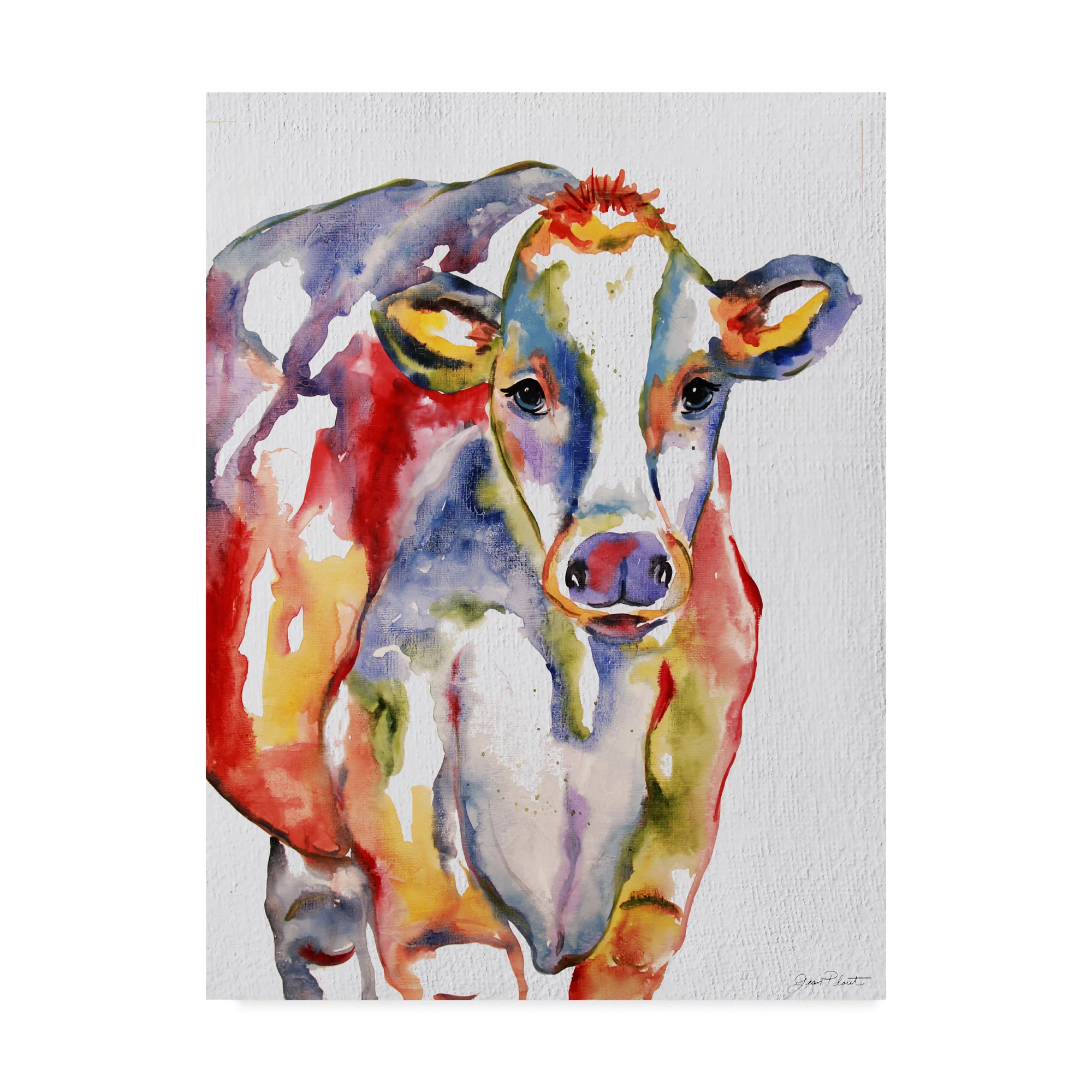Trademark Fine Art 'Colorful Cow' Canvas Art by Jean Plout