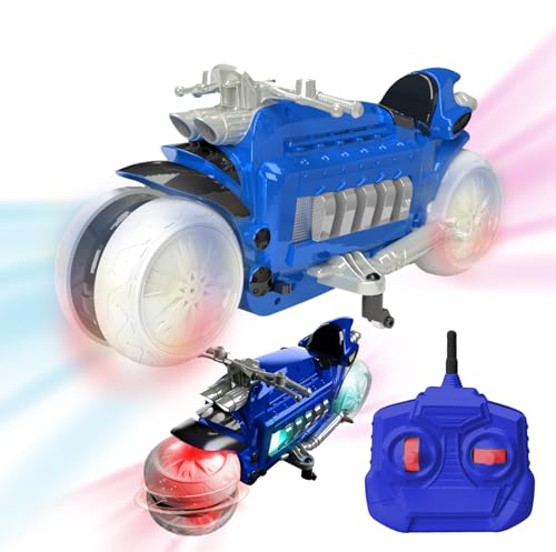 Mindscope Blue HoverCycle Radio Control Stunt Action Light Up LED Vehicle 49 MHz