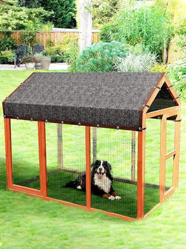 10 by 10 Feet Dog Kennel Cover Mesh Shade Panel with Grommets - Weather Guard Extra Large All Season Dog Run Cover & Roof - Fit for 10ft. X 10ft. Outdoor Cages and Large Pet