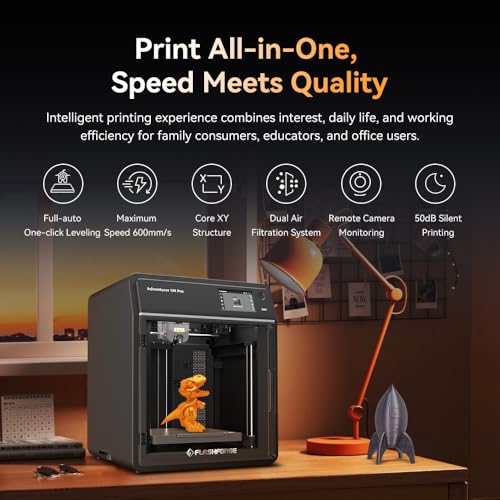 FLASHFORGE Adventurer 5M 3D Printer with Fully Auto Leveling System, Max 600mm/s High-Speed, 280℃ Quick-Detach Nozzle, CoreXY Structure for Superior Print Quality, Rookies & Experts Smart Choice