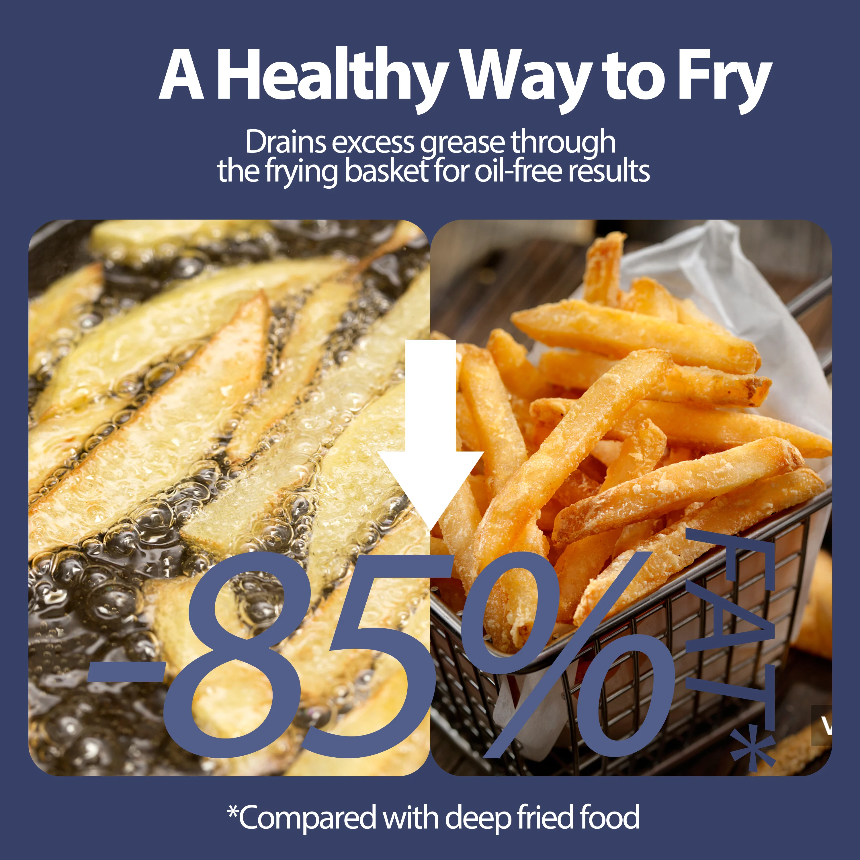 JKM Air Fryer 6.7 Quart, Digital Oilless Frying Cooker, Auto Shut Off, Stainless Steel, 8 Preset Programs