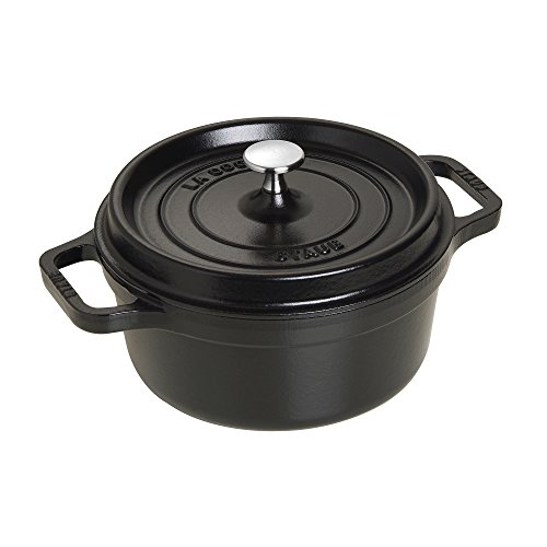 STAUB Cast Iron Dutch Oven 5.5-qt Round Cocotte, Made in France, Serves 5-6, Black Matte