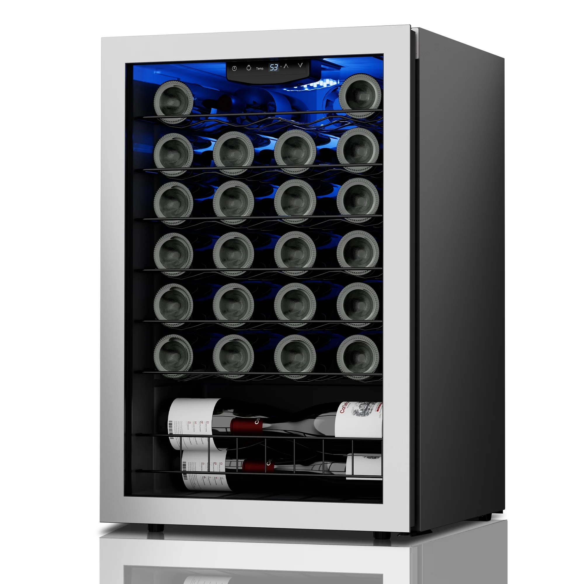 Ca'Lefort Wine Fridge，47 Bottle Mini Wine Cooler Refrigerator，Freestanding Wine Cellar with Glass Door