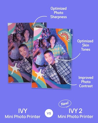 Canon Ivy 2 Mini Photo Printer (Blush Pink) - Bluetooth, Print from iOS & Android Devices, Bundle Incl. 110 Zink Sticky-Back Prints, LED Light Bar, Protective Case, and USB Cable