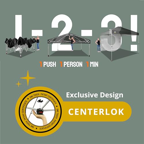 CROWN SHADES 10x10 Pop Up Canopy with 1 Side Wall - Beach Tent with One Push Setup - Outdoor Sun Shade for Events, Parties, Camping - Gazebo with STO-N-Go Cover Bag (White)