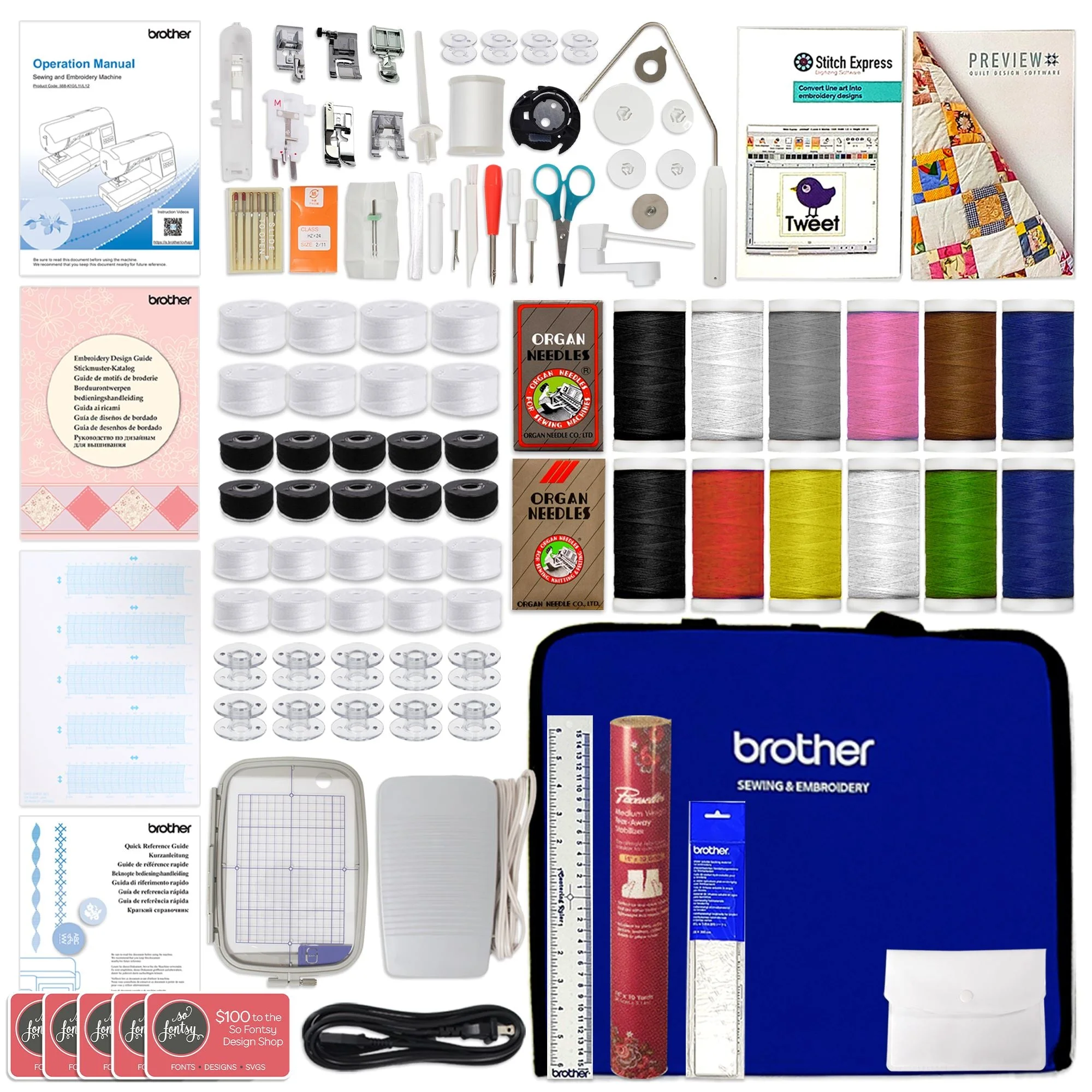 Brother SE2000 Embroidery & Sewing Machine w/ Deluxe $1749 Sewing & Embroidery Bundle