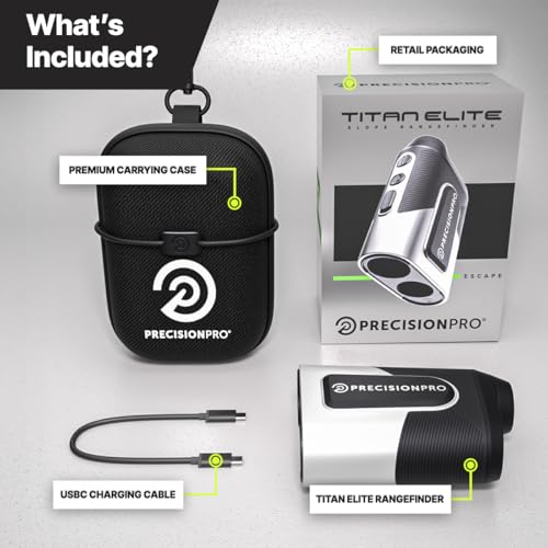 Precision Pro Titan Elite Golf Range Finder with GPS. Golf Range Finder with Built in GPS, Distances, Slope Switch, Magnetic Grip, Waterproof, Tournament Legal, 999 Yard Range