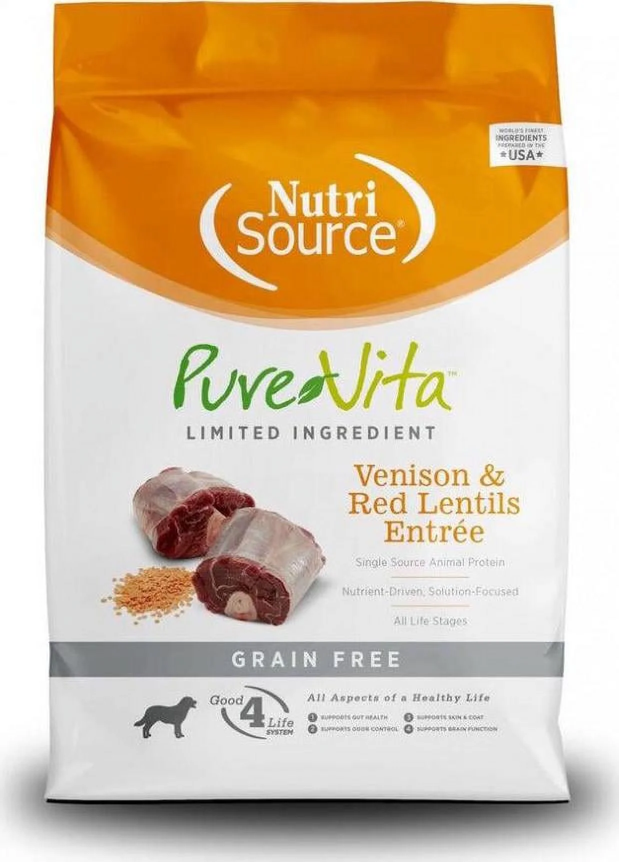 PureVita Grain Free Venison and Red Lentils Entree Dry Dog Food 15 lb
