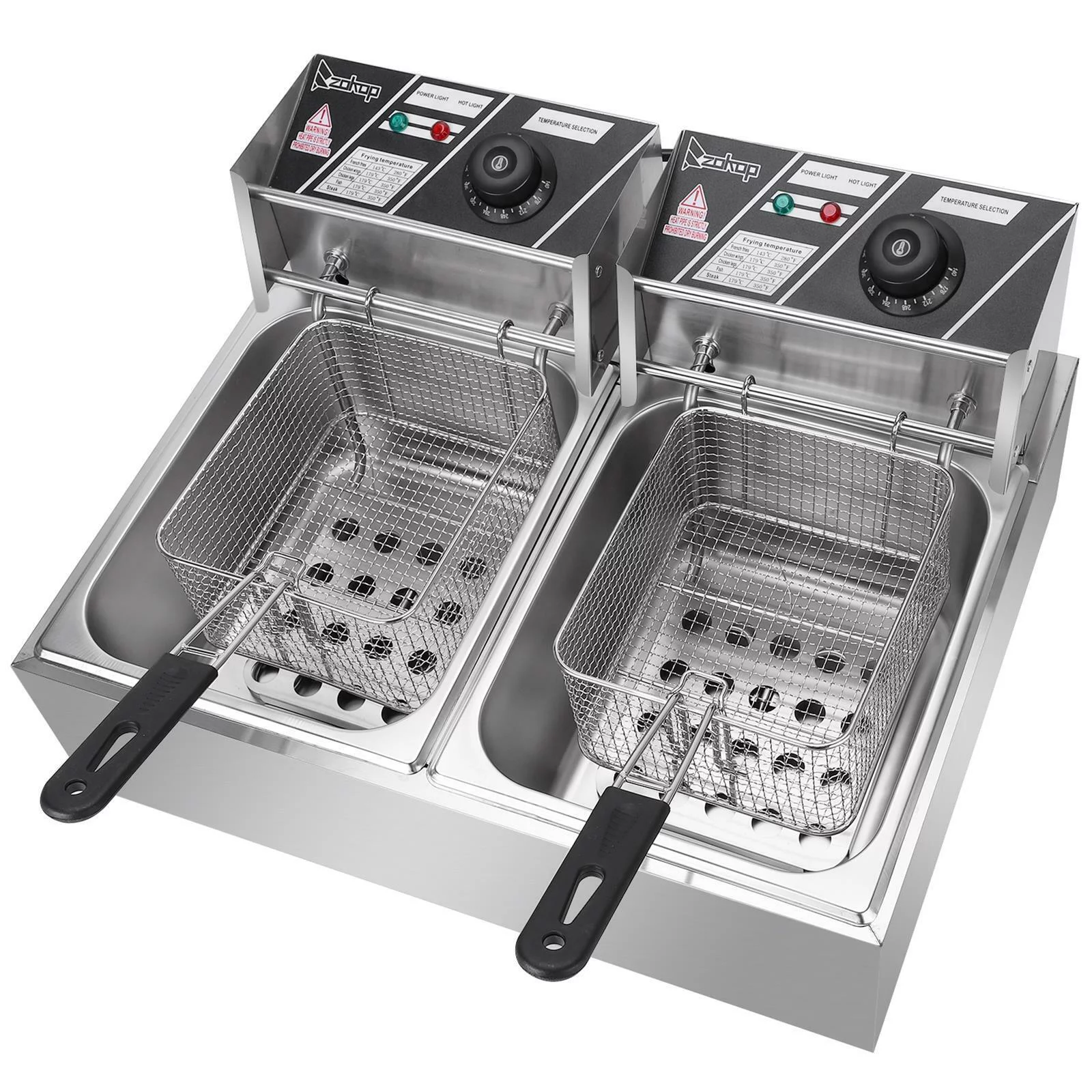 Electric Deep Fryer w/ Stainless Steel Design and 2 Fry Baskets, 5000W, 12L