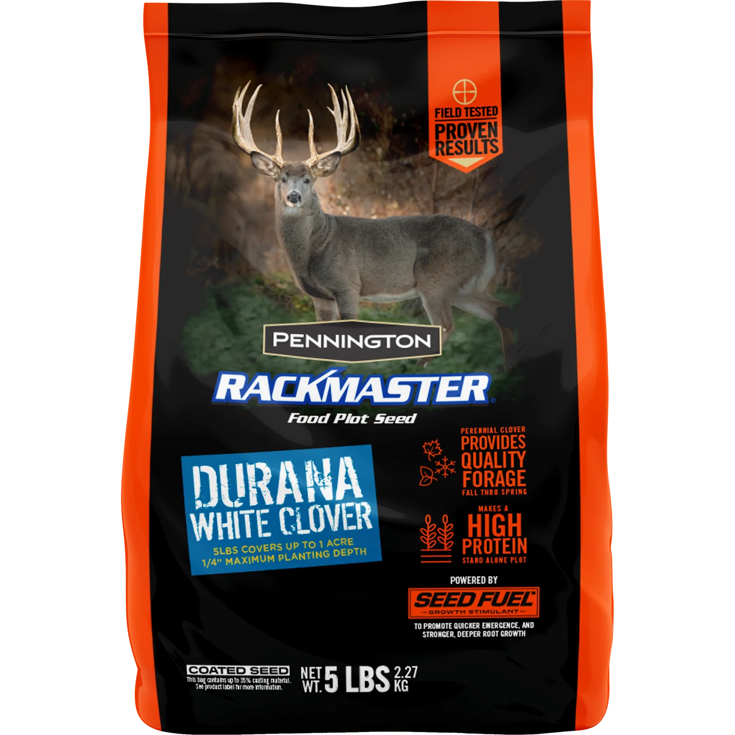 Pennington Rackmaster Durana Food Plot Seed Perennial White Clover 5 lbs for Deer Hunting and Wildlife Management