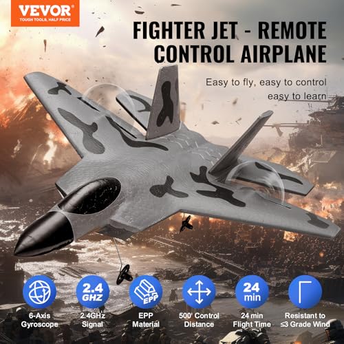 VEVOR RC Plane, 2.4GHZ 2CH RC Airplane with 6-Axis Gyro Stabilizer&2 Batteries, Ready to Fly Aircraft Plane Toy, RC Glider for Adults Kids Beginners Birthday/Xmas Child Gift